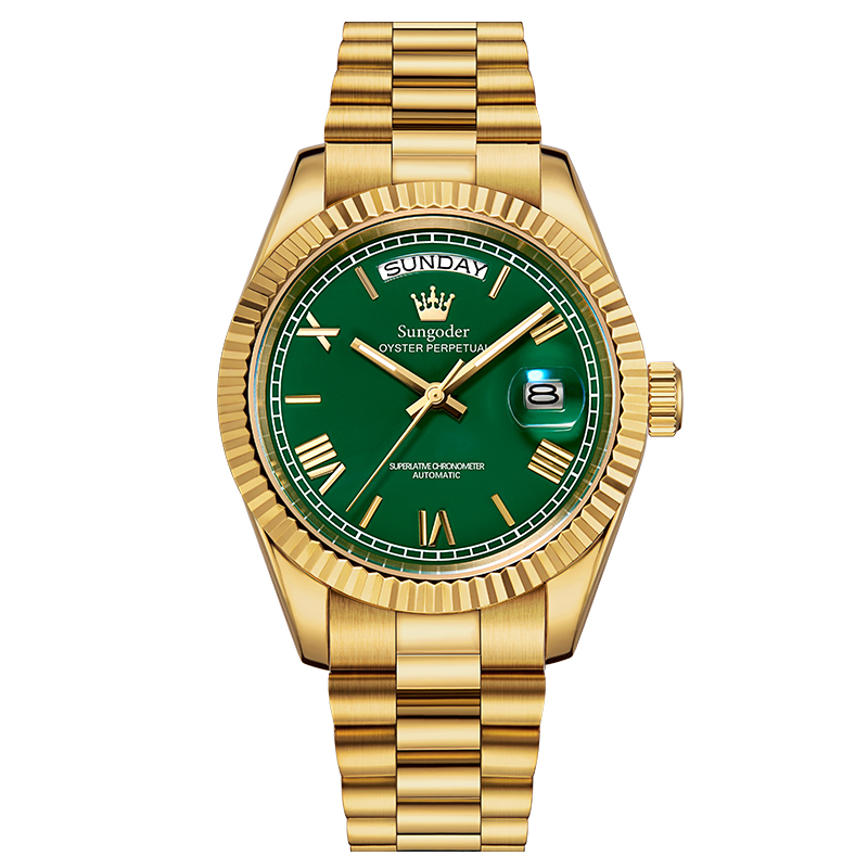 《铭赫》萨提亚Sungoder赌桌绿男士时尚高档多功能全自动机械腕表