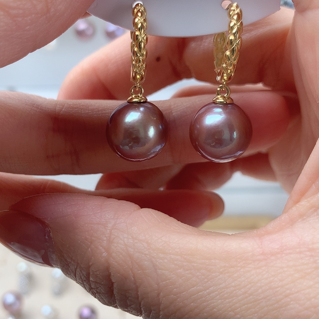 淡水珍珠耳饰银S925镶嵌戴