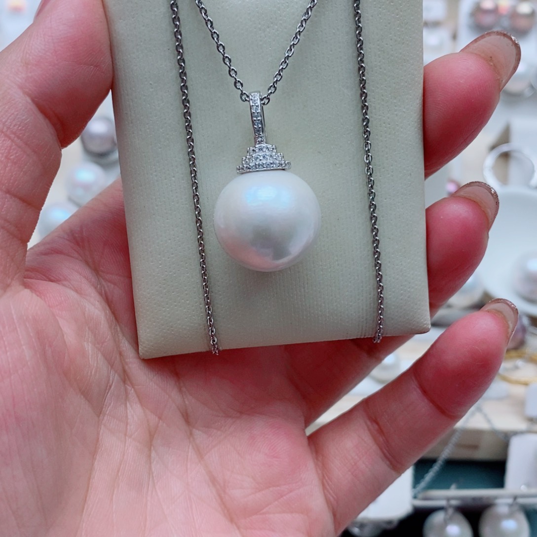 银S925镶嵌淡水珍珠耳饰