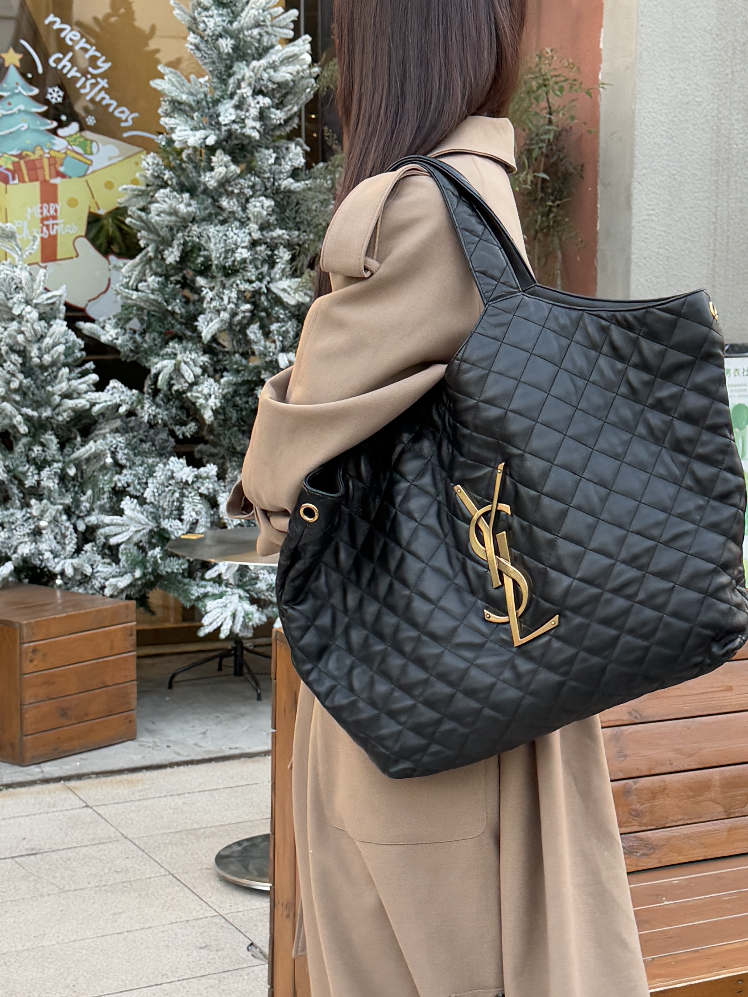 95新 YSL/圣罗兰 黑金超模托特包 36cm 18898424