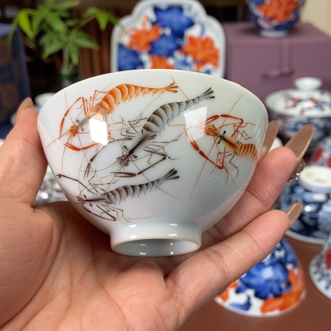 论艺堂粉彩虾趣单杯