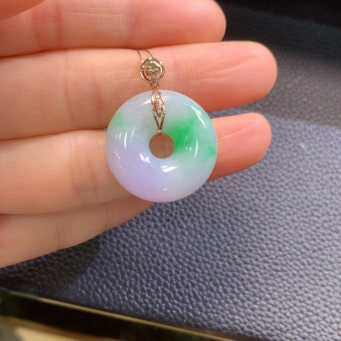 翡翠颈饰18K金镶嵌春彩甜甜圈