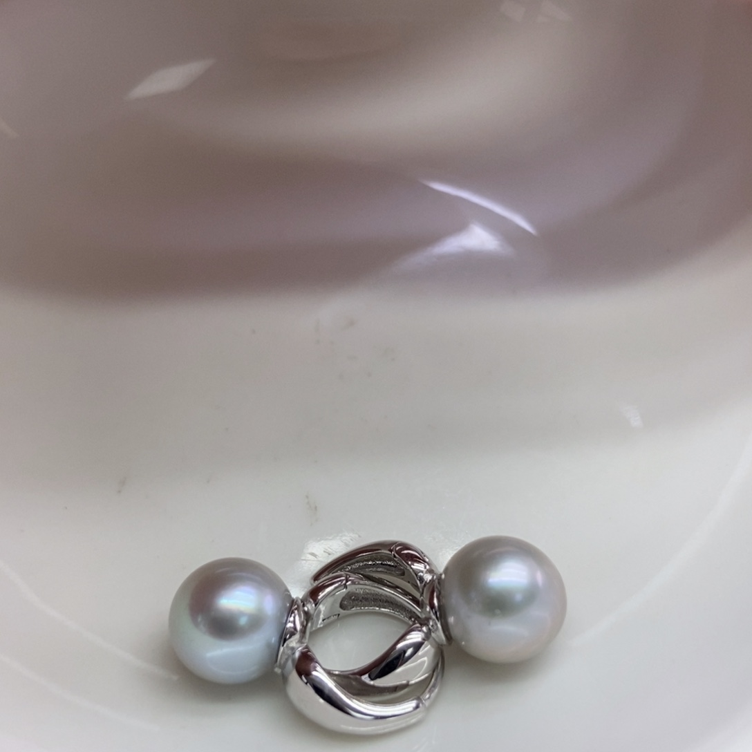 海水珍珠耳饰银S925镶嵌