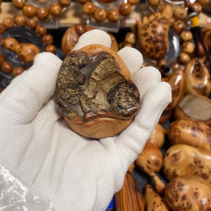 柏木太行崖柏骨料原皮手把件