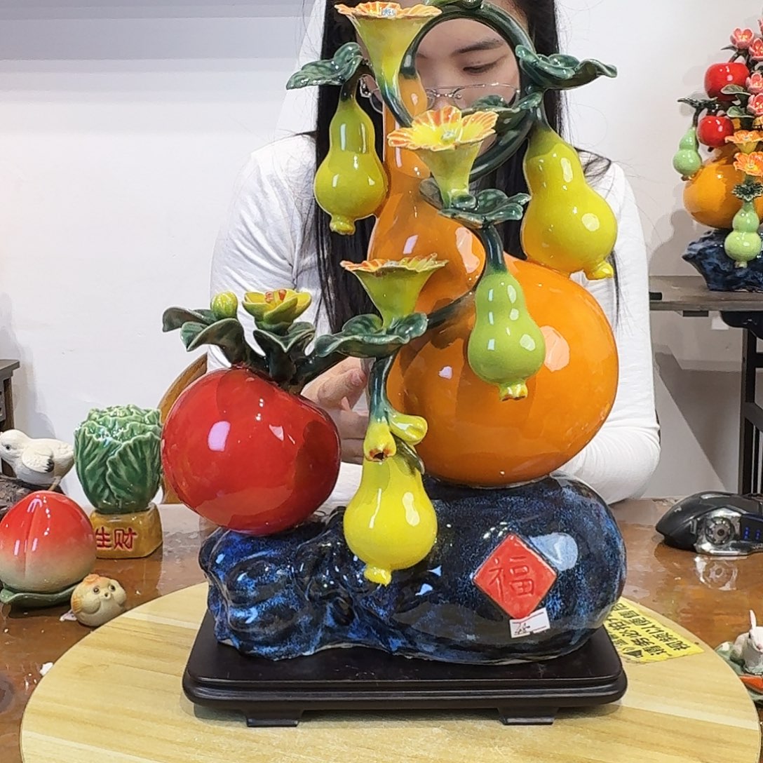 陶瓷葫芦苹果摆件40