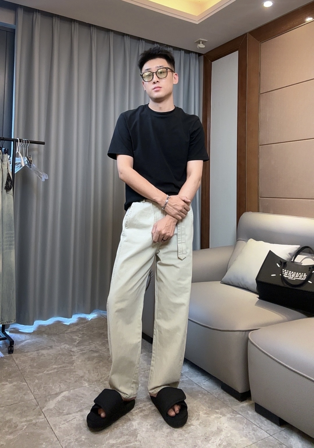 常规款四季通用无弹力长裤休闲裤直筒宽松简约弯刀