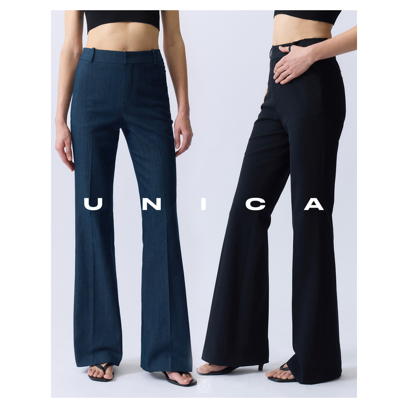 UNICA/时髦腿精_弹力舒适牛仔复古微喇叭长裤