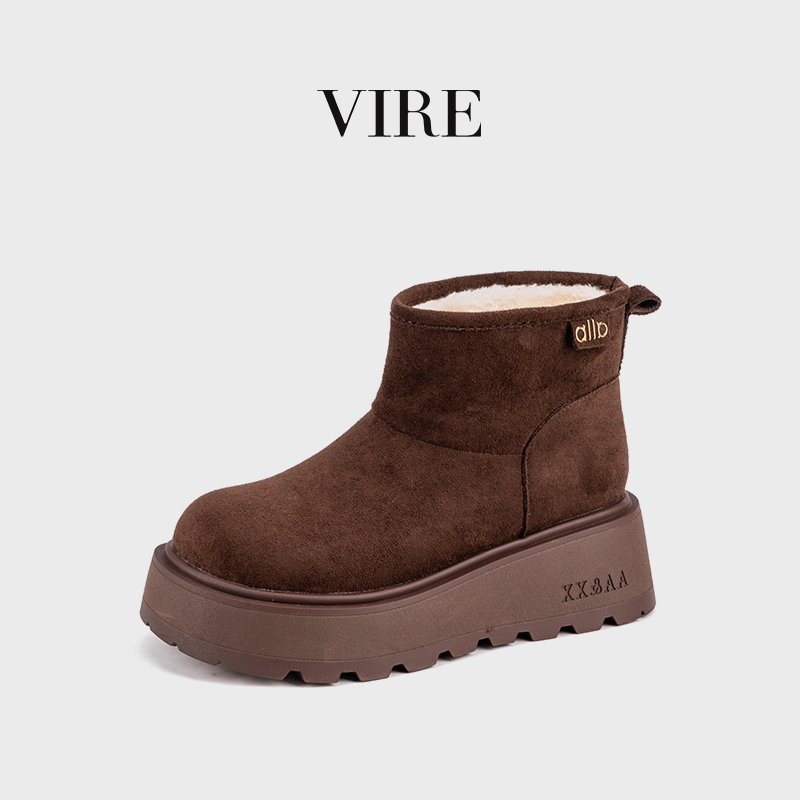 阿芙莎联名VIRE/581法式时尚舒适简约休闲厚底加绒保暖冬季短靴B