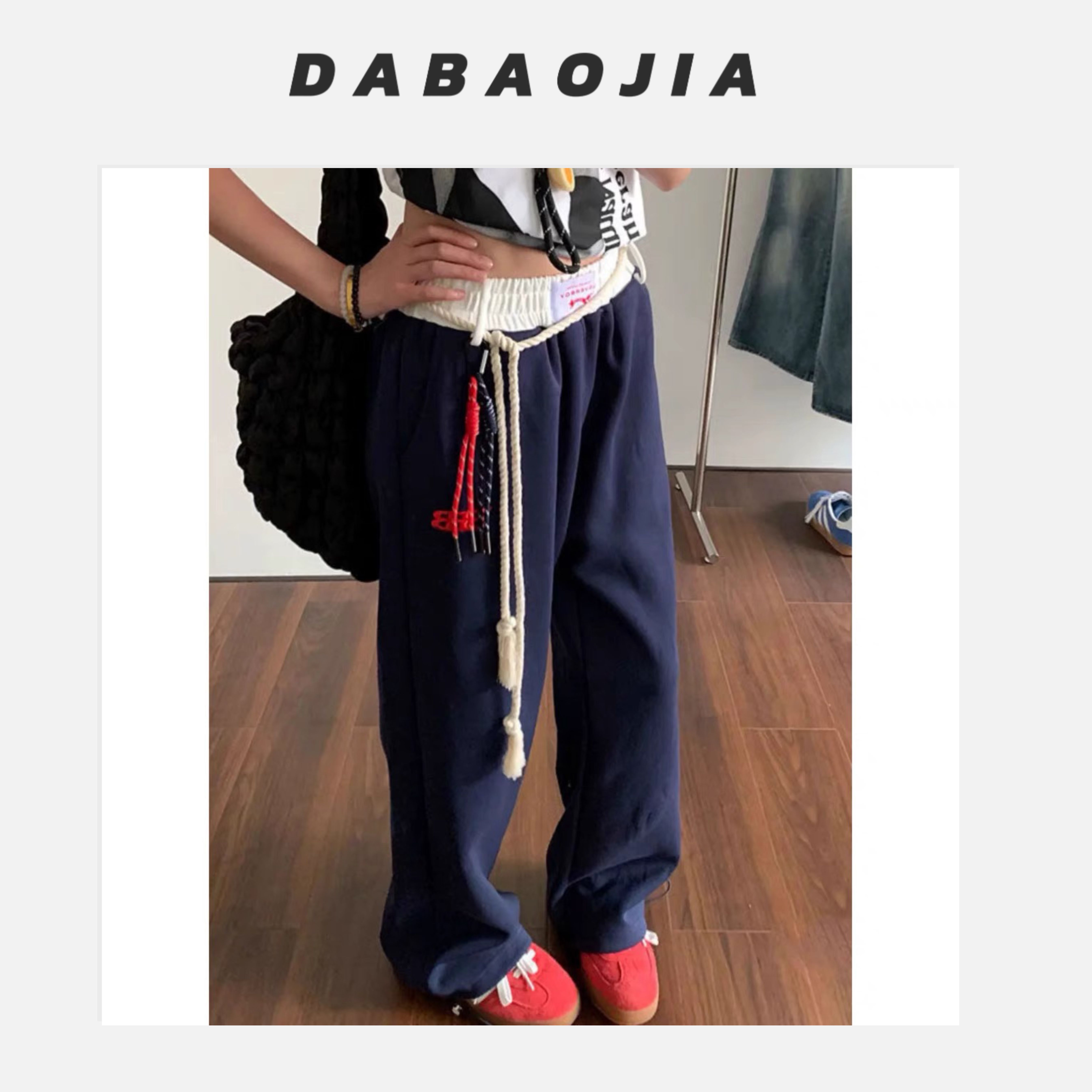 X'JIE-24年jenn*e同款加绒可两穿束脚直筒保暖休闲裤049号241258