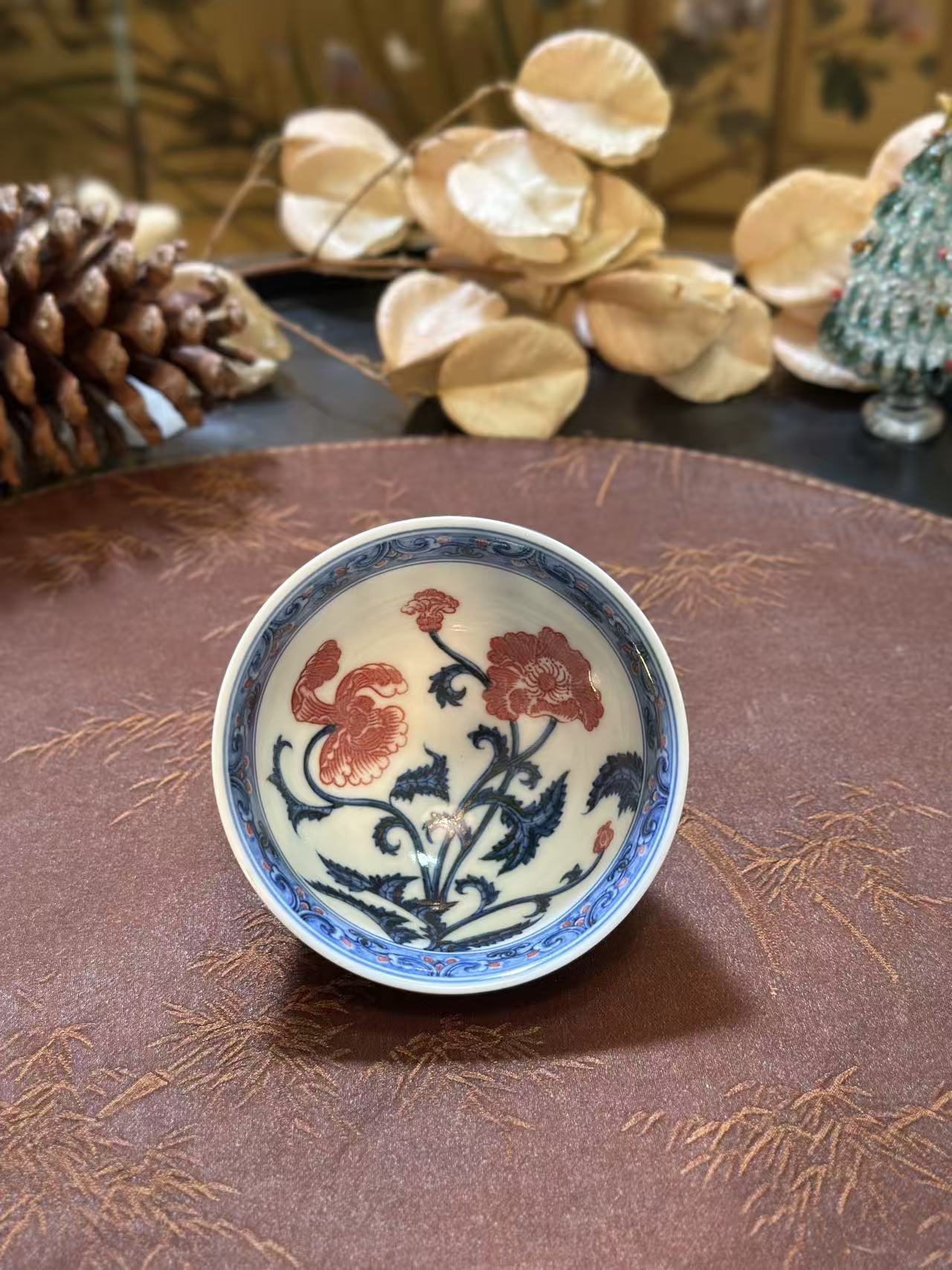 勤义堂 青花釉里红阳光美人杯