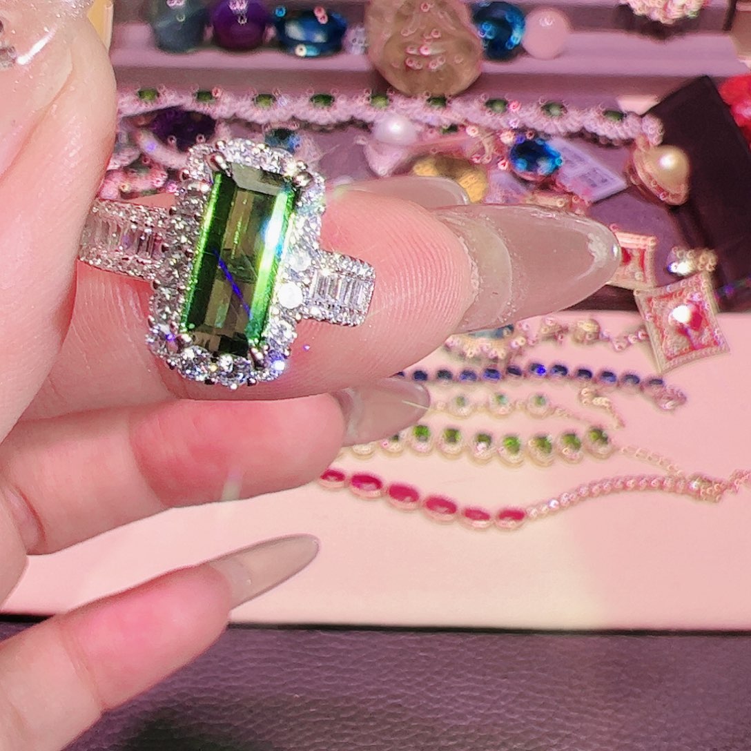 碧玺碧玺戒指银S925镶嵌