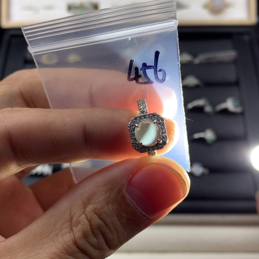 翡翠银S925镀金镶嵌戒指456