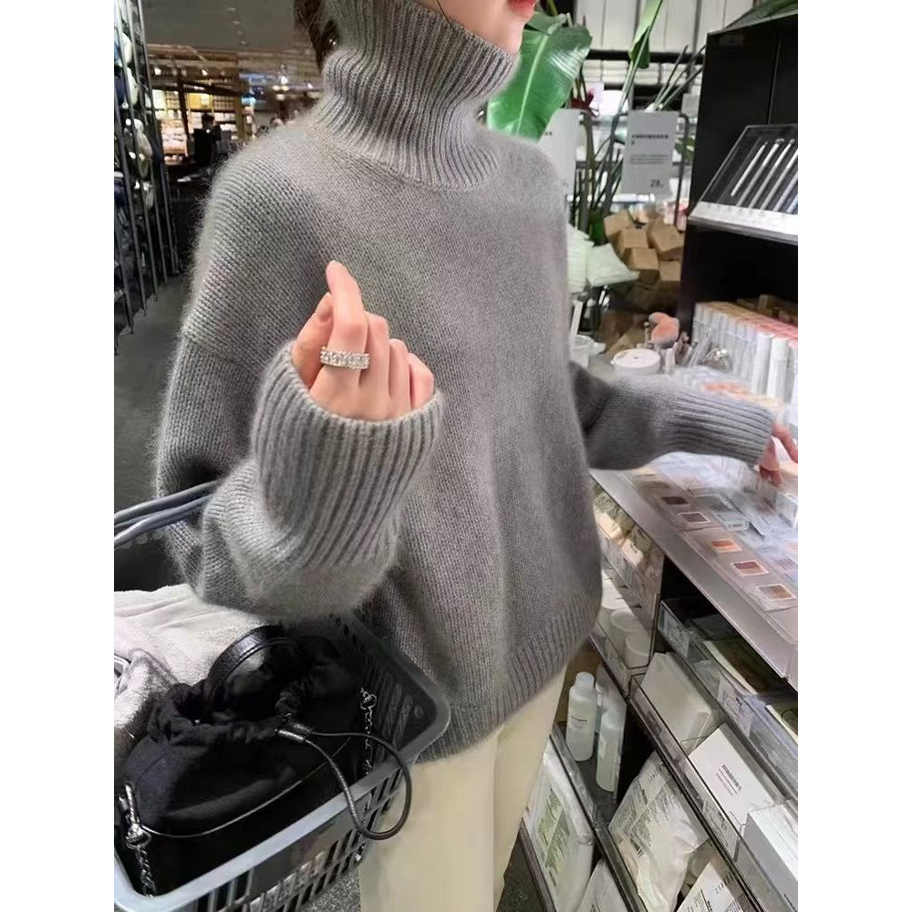 高级感灰色温柔加厚高领2024秋冬季新款爆款内搭韩版毛衣