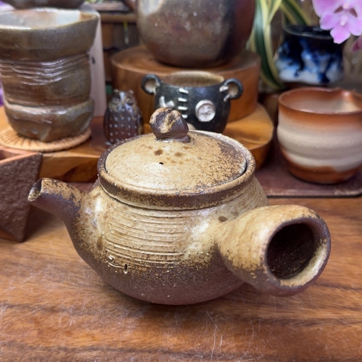 末石泰节备前烧侧把壶福利一口价