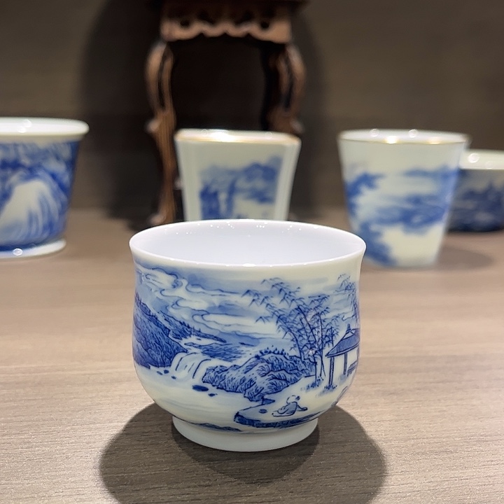 手工手绘山水如是杯