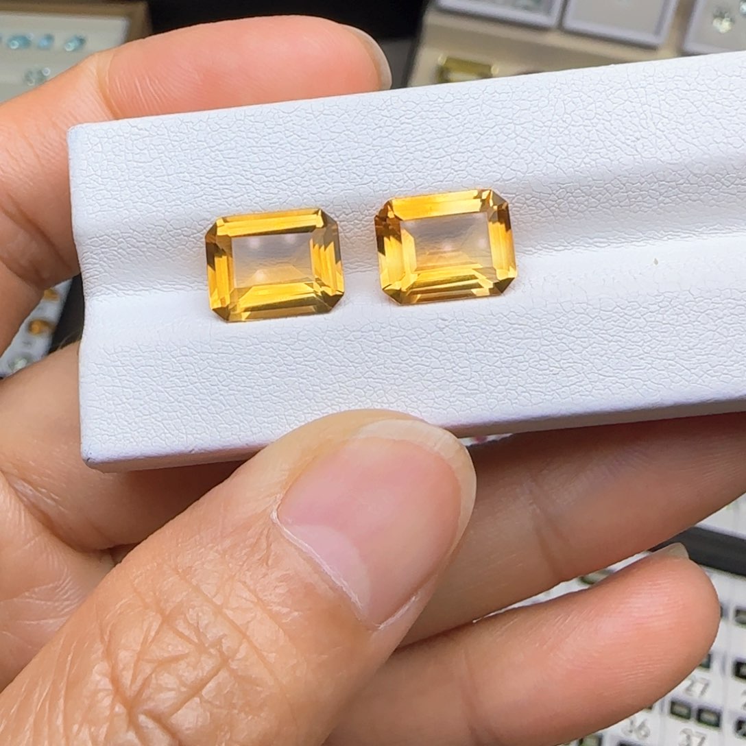 黄晶珠宝半成品未镶嵌保****n天然 8.6*11mm 两颗