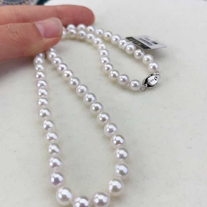 淡水珍珠颈饰银S925镶嵌卡6-7极光炫彩高品