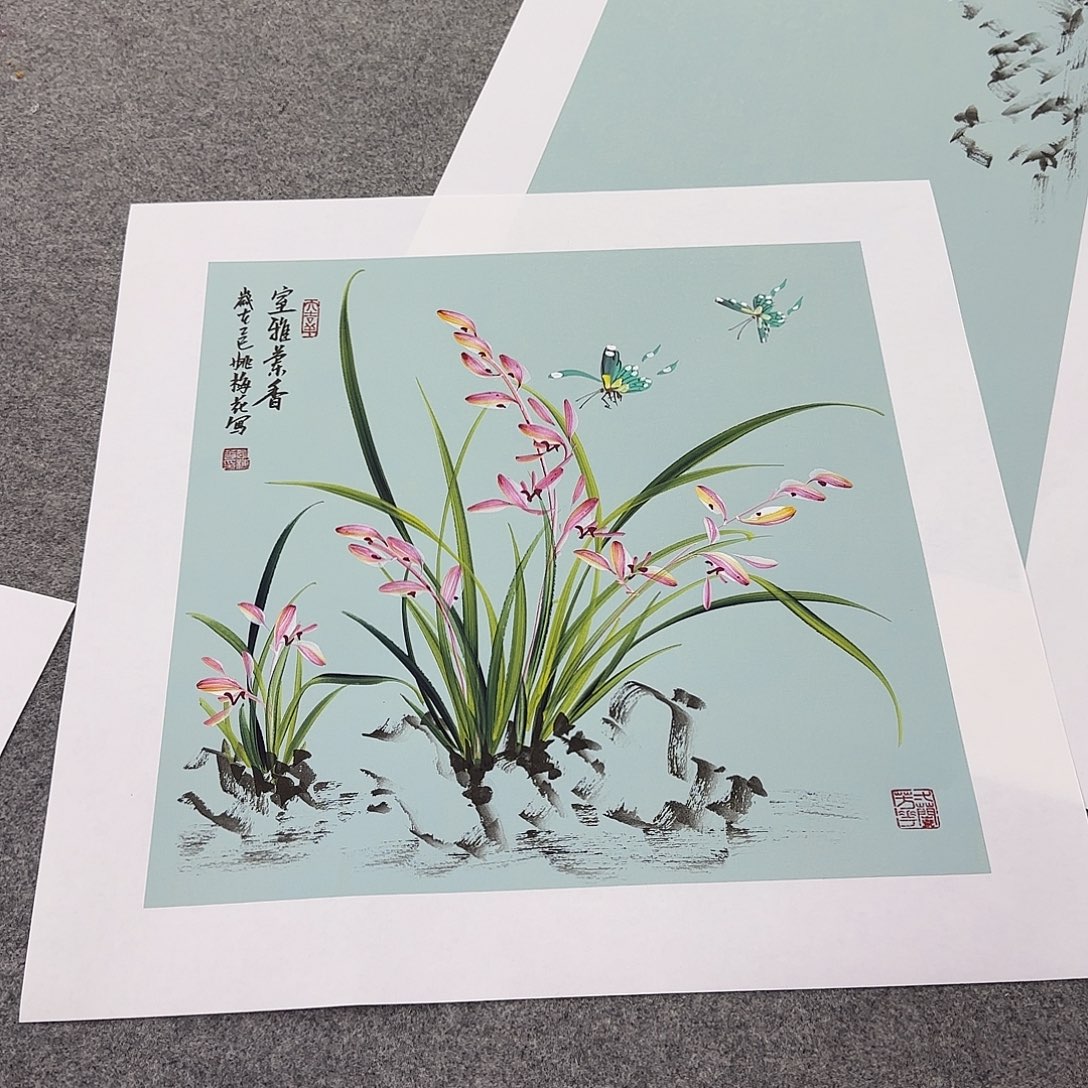 国画国画立体兰花作品