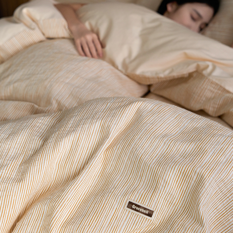 高端全棉立体色织提花100纯棉四件套