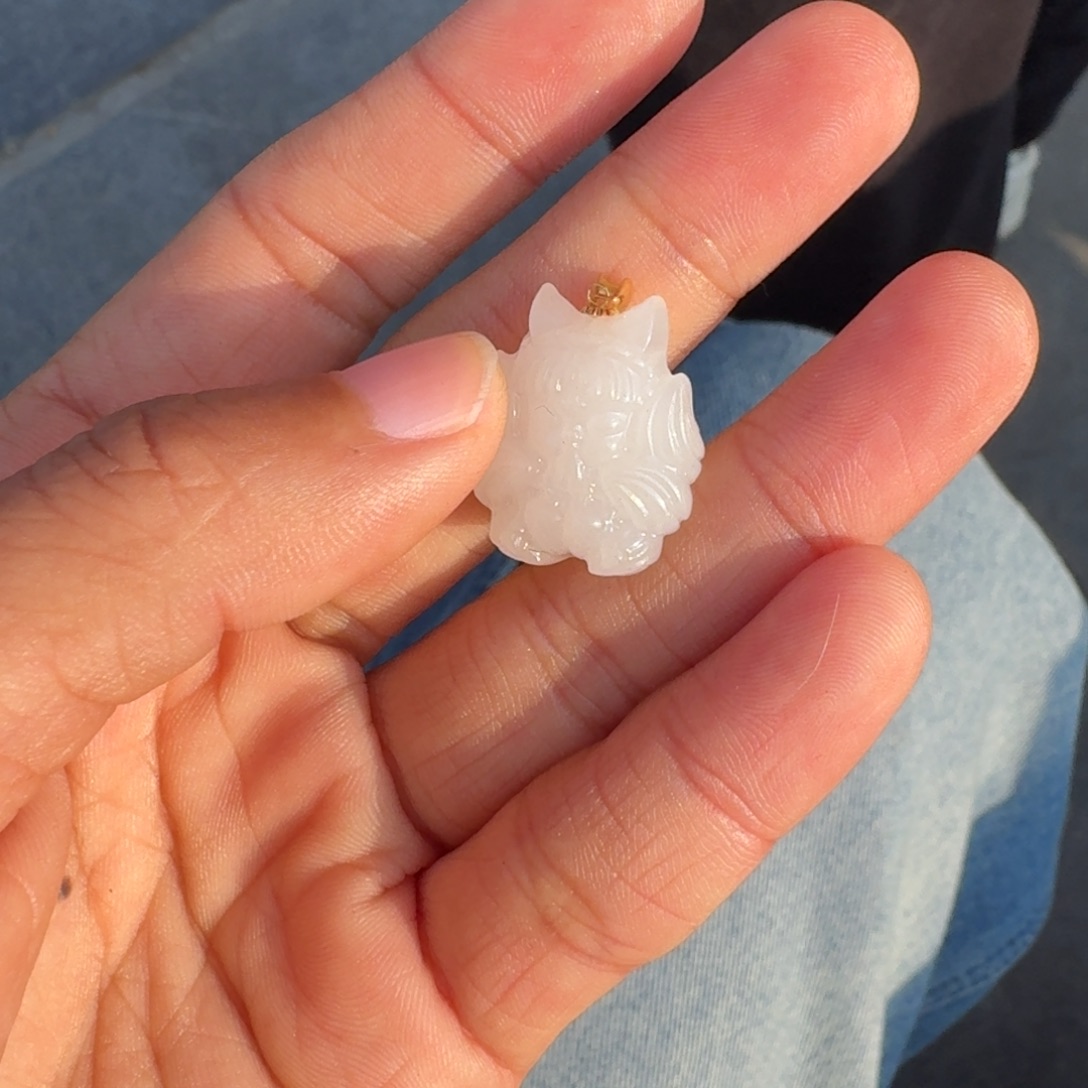 和田玉18K金镶嵌吊坠(不含链)