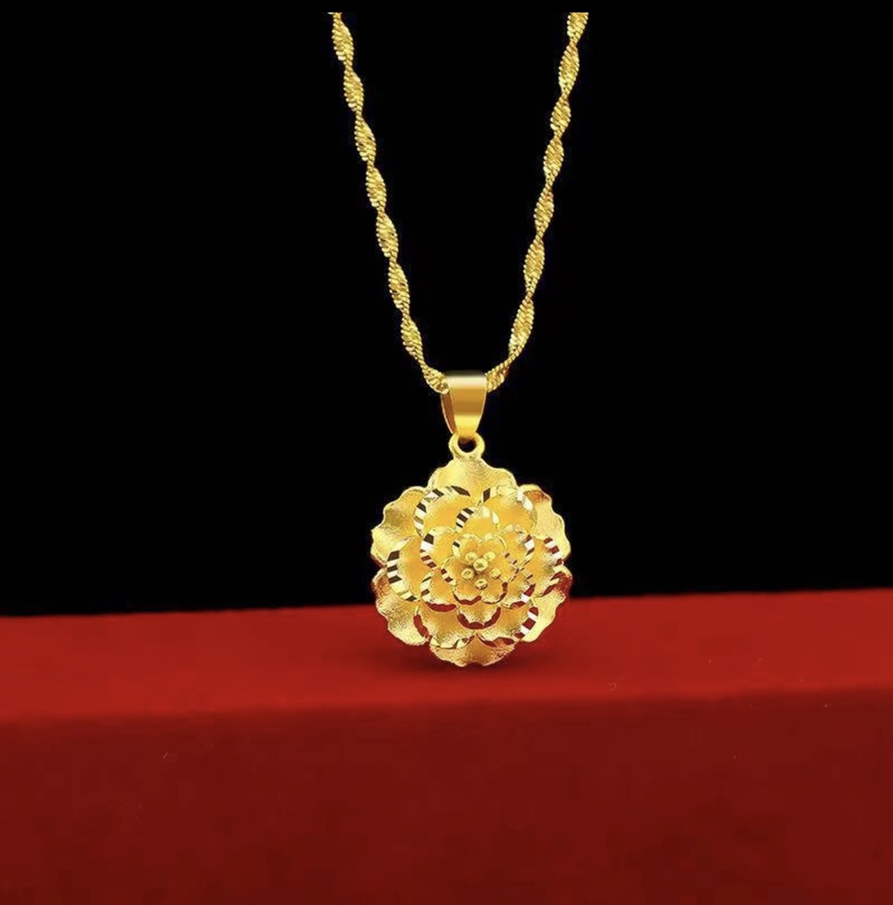 牡丹花吊坠项链妈妈首饰森系女士项坠精美百搭