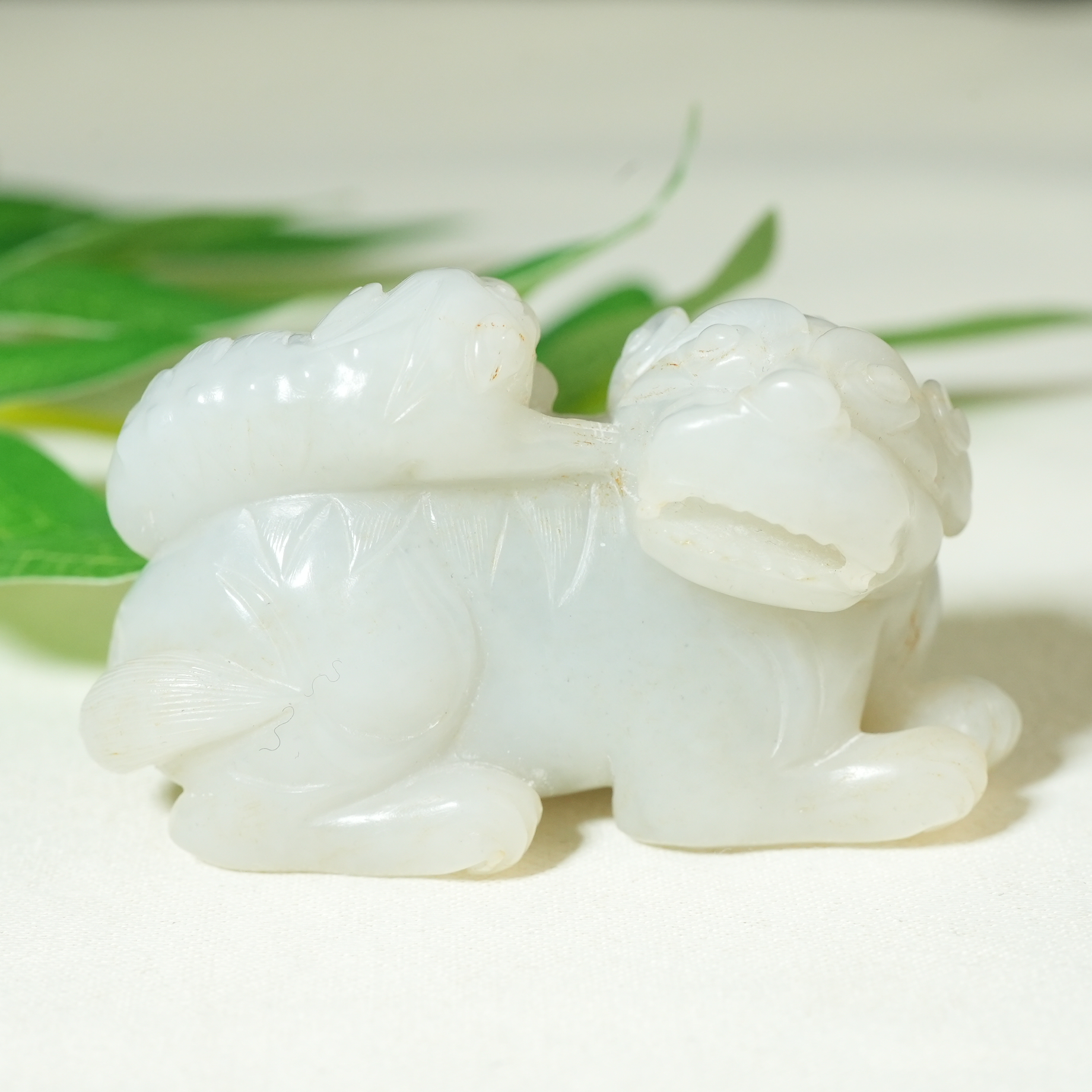 清代和田玉太狮少狮把件【华豫之门】AADB2502092034