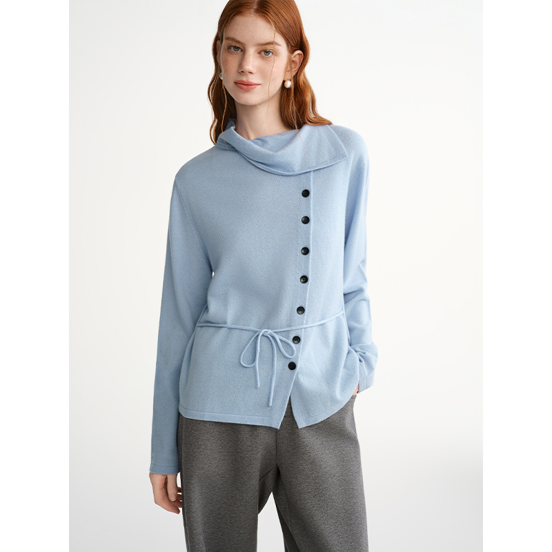 独束大码女装【理想冬日】不规则翻领设计感毛衫针织衫25DS84544