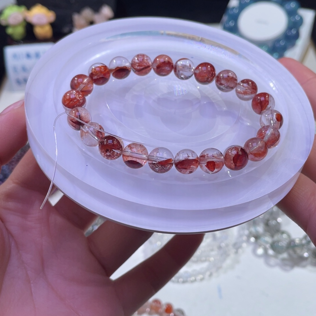 未镶嵌手链水晶正宫红胶花水晶8+