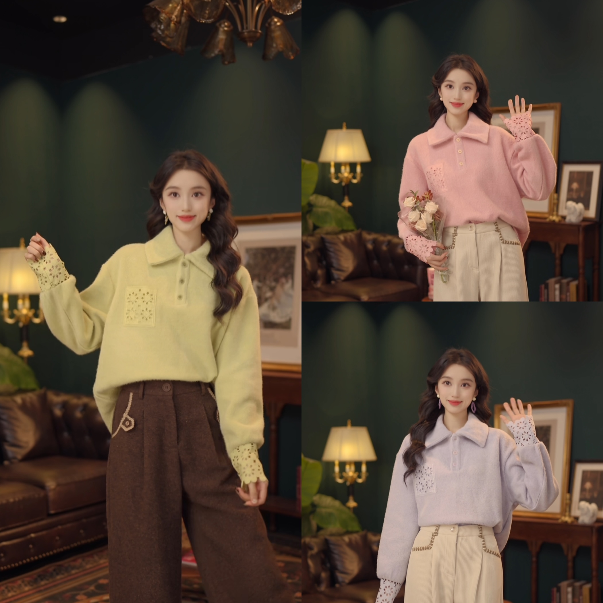 琦琦【​​孤舟钓雪】复古港风秋冬厚款休闲百搭衬衫上衣 YH5749223