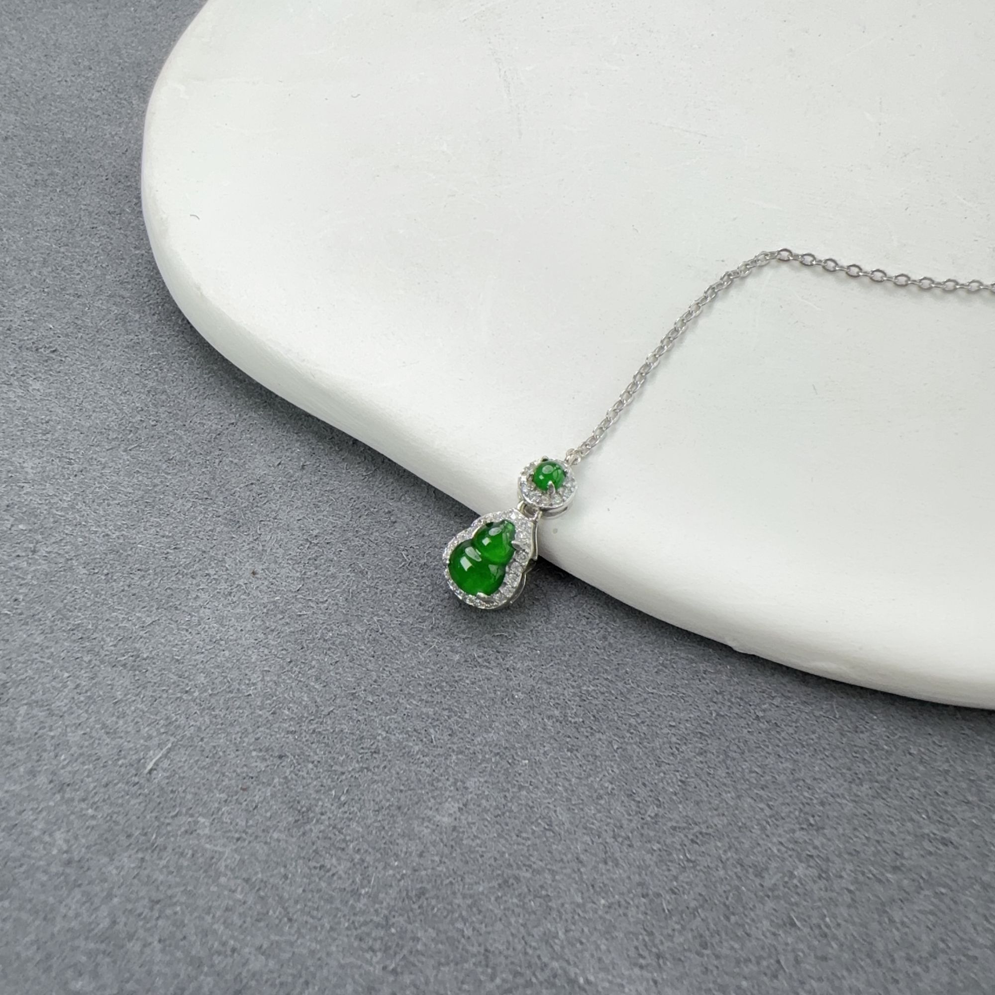 满绿葫芦翡翠项链S925银