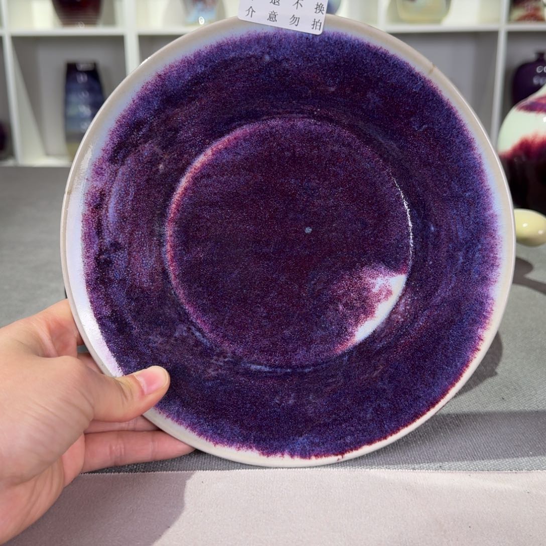 陶摆件微瑕钧窑壶承纯手工