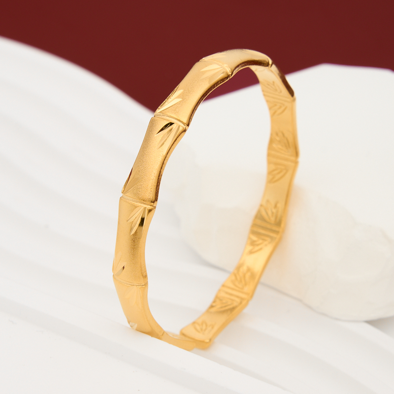 铜合金手镯 铜合金古法竹节开口设计复古国潮经典百搭不掉色镯子