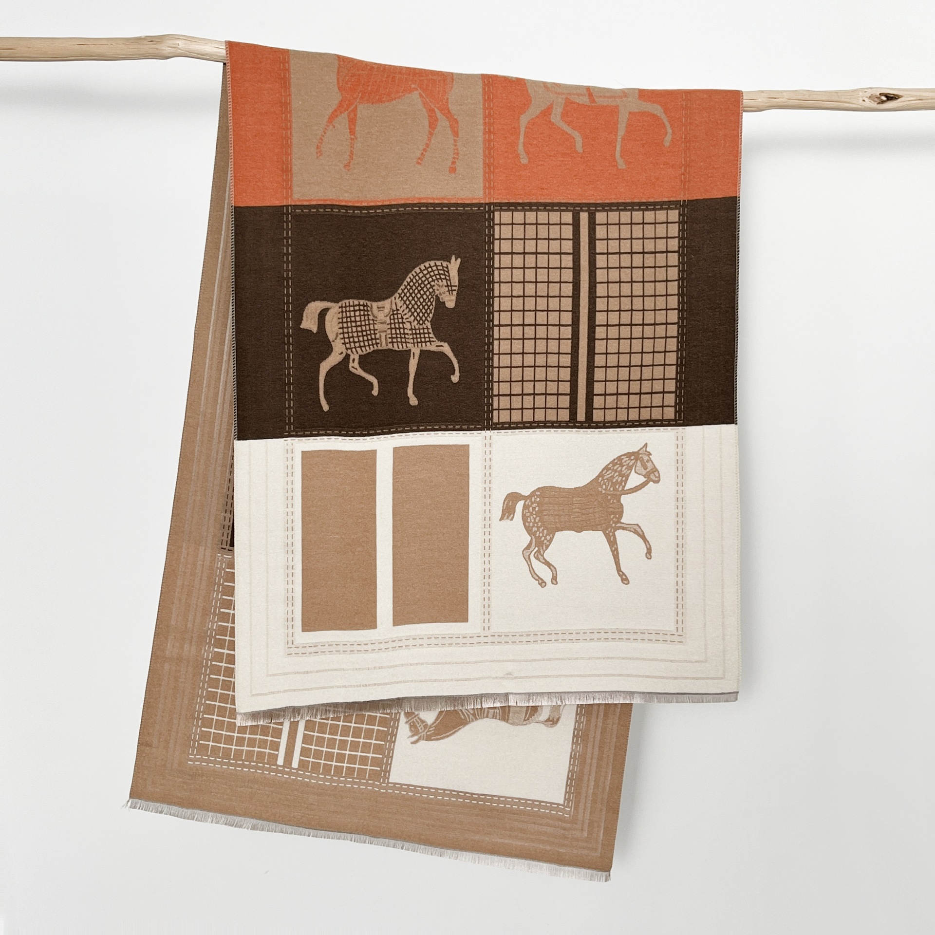 Love is long方格骏马围巾仿羊绒加厚保暖轻奢高级感披肩时尚围脖