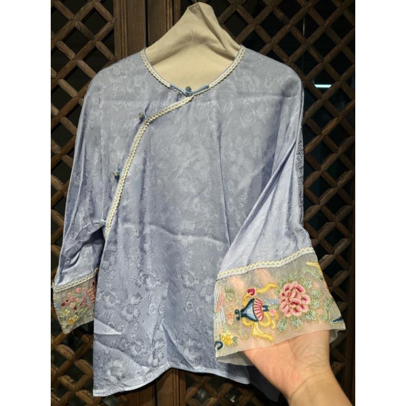 小花家三色斜襟刺绣小衫（剪标，介意不要拍