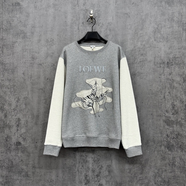 99新 LOEWE/罗意威 重磅刺绣Logo拼接卫衣/WK458/M码