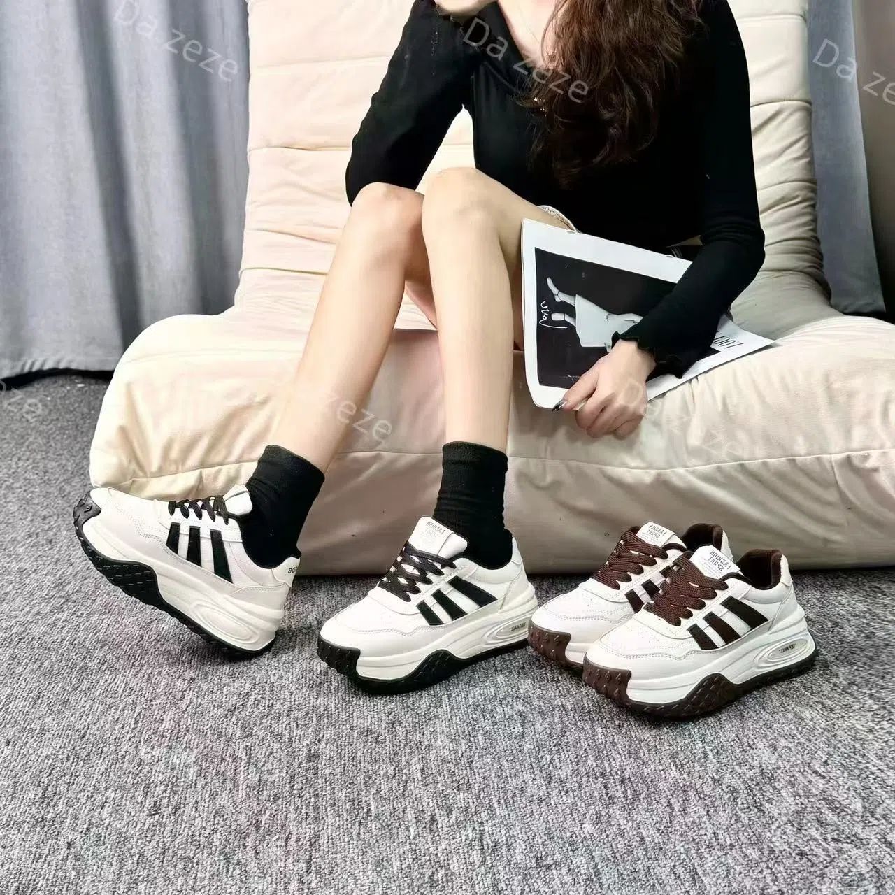 菠萝 2025新款老爹鞋女时尚百搭保暖阿甘休闲运动鞋5299