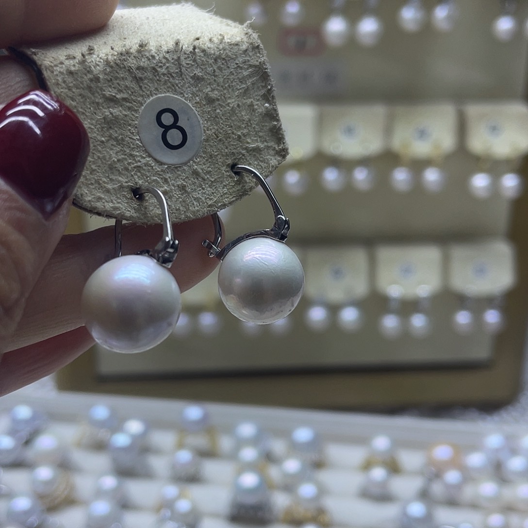 淡水珍珠耳饰银S925镶嵌