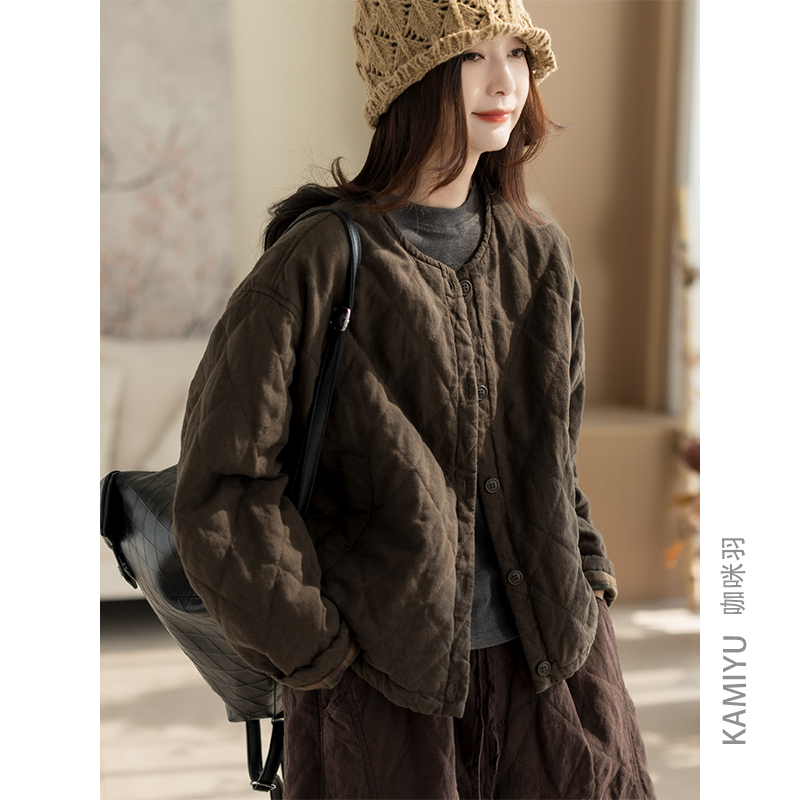 【VOG原创】长62棉服女冬装新款文艺休闲独特女士百搭复古女款S9516