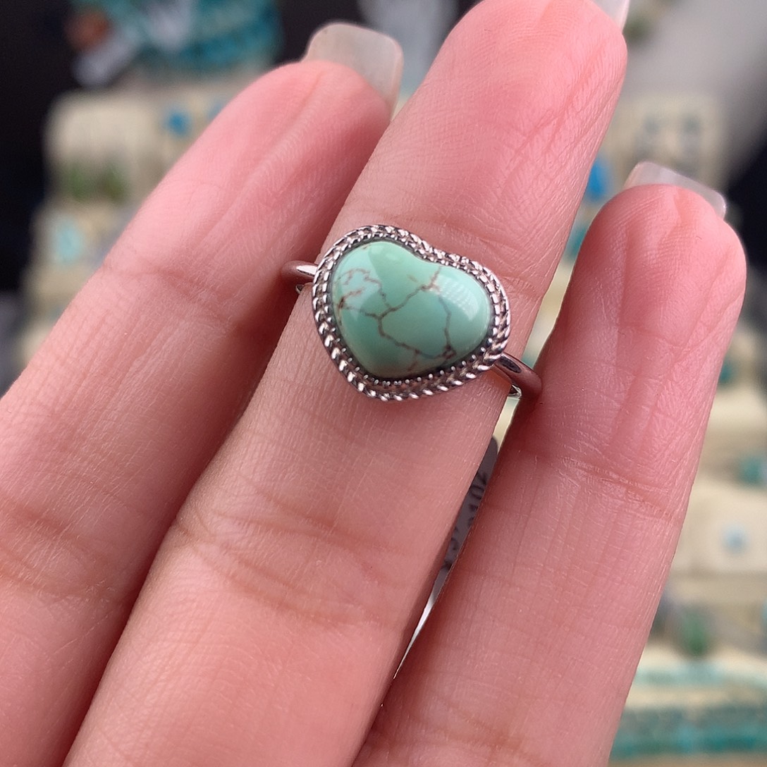 绿松石银S925镶嵌戒指