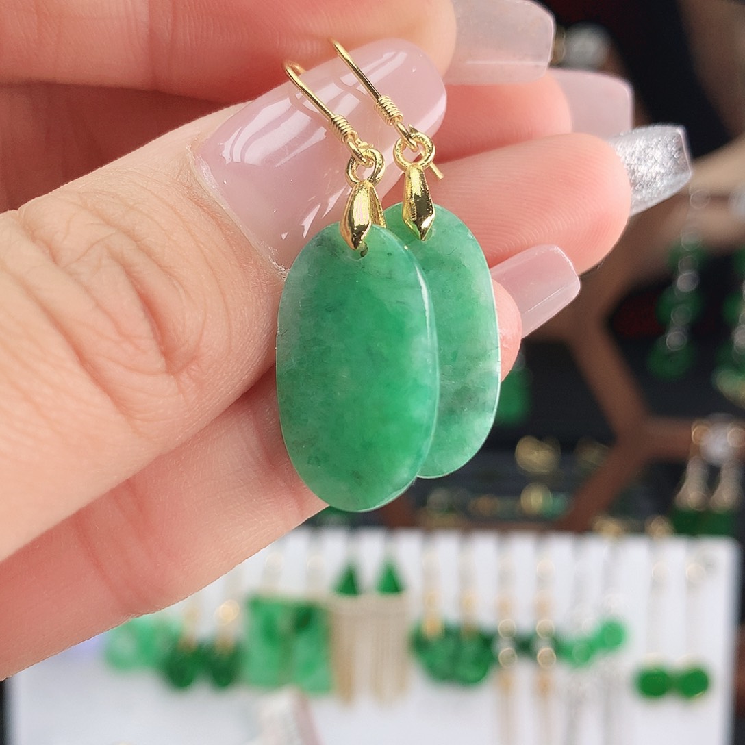 翡翠银S925镶嵌耳饰耳饰