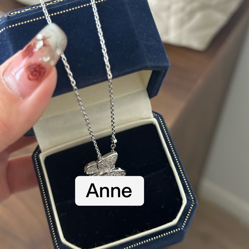 铜合金项链 轻奢银色满锆蝴蝶气质百搭项链【X644】