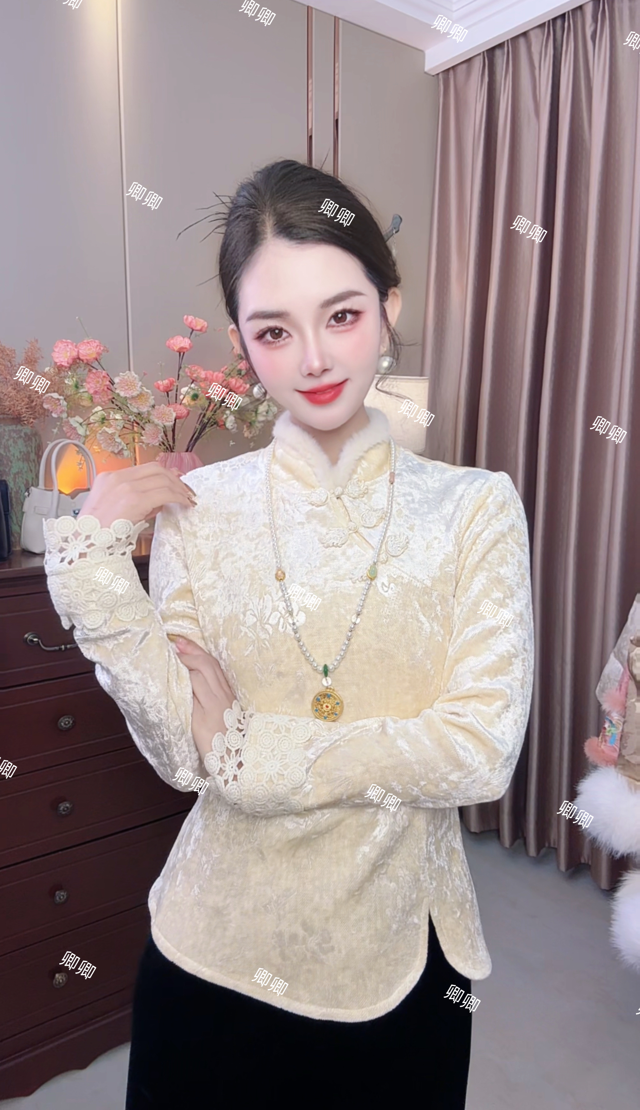 X2025秋冬新款加绒加厚保暖收腰显瘦新中式盘扣打底衫159款