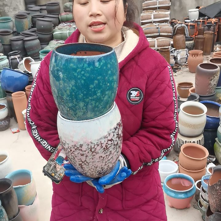 红陶口15高20两个盆