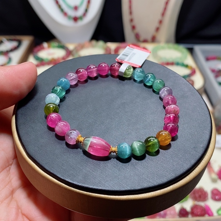 碧玺手链18K金镶嵌碧玺手链