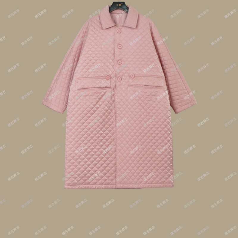 原创设计24-2121【浪漫归属】翻领宽松冬季中长款菱格棉衣