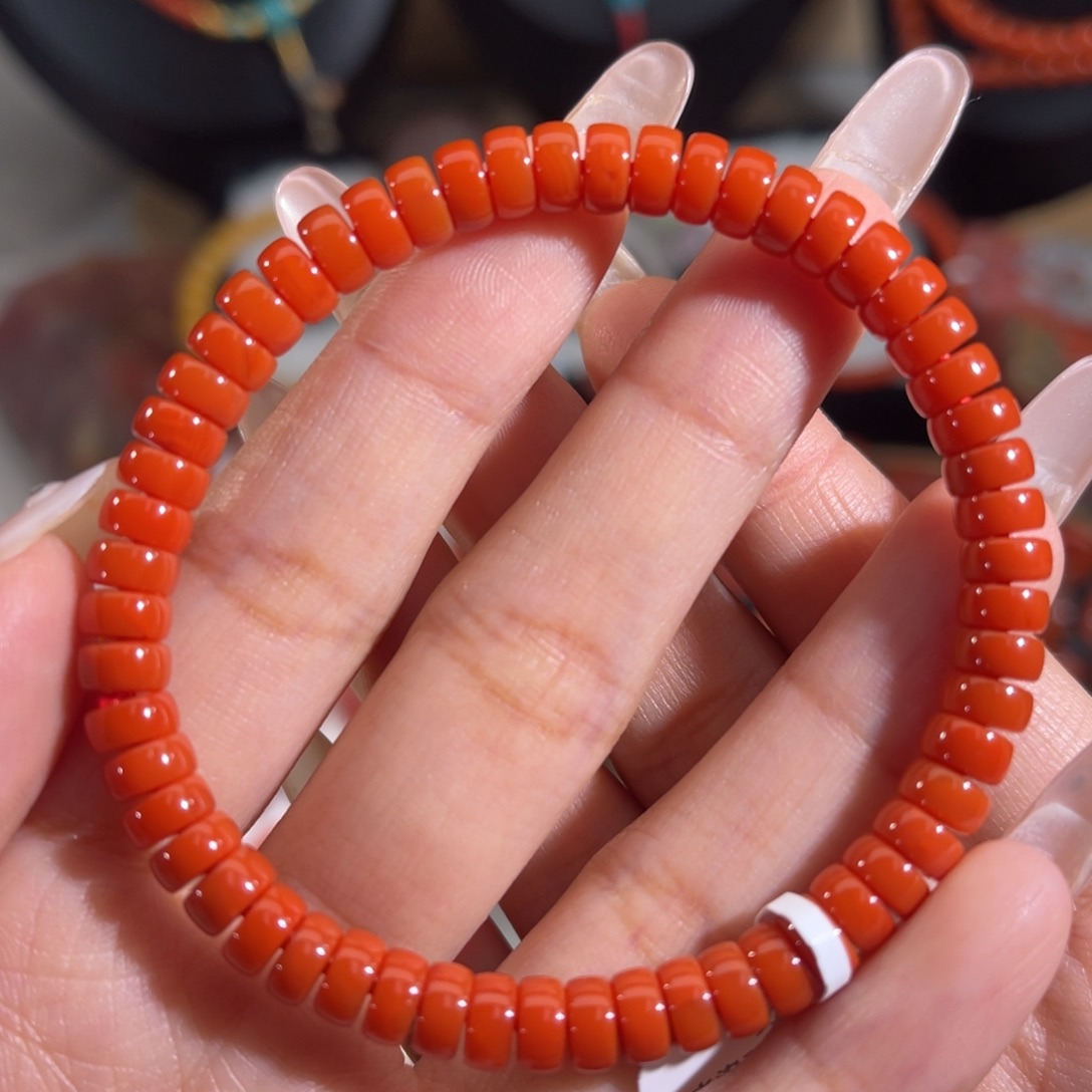 南红玛瑙未镶嵌大水沟直切药片手串 6mm