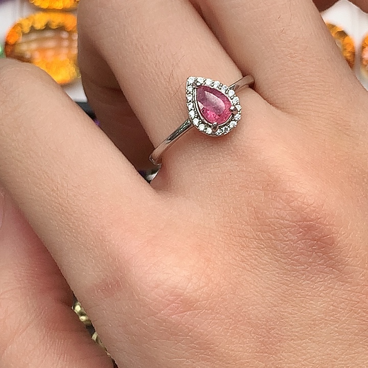 银S925镶嵌戒指碧玺