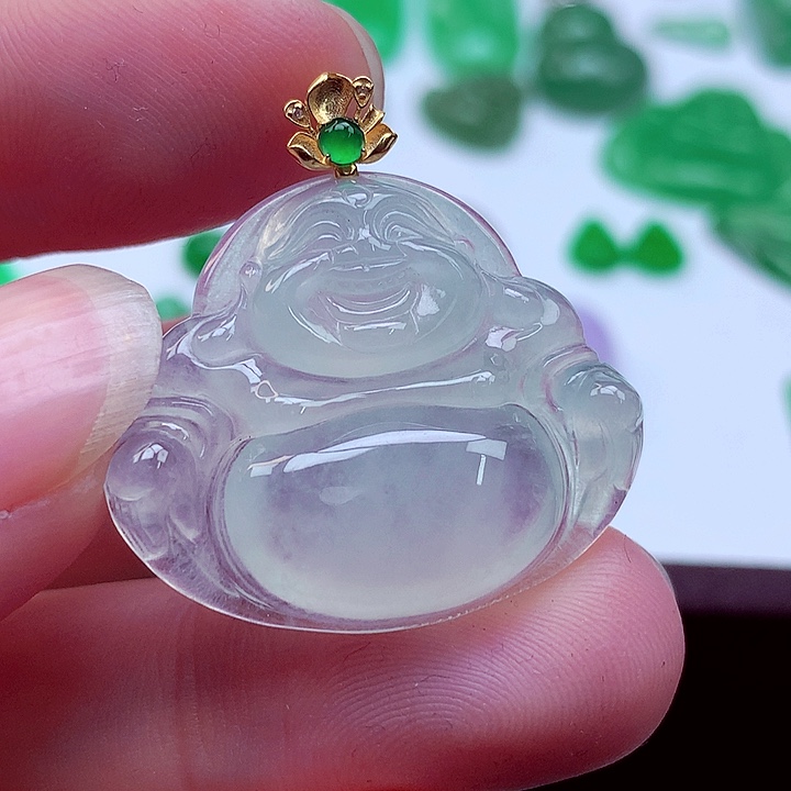 翡翠18K金镶嵌吊坠(不含链)佛公