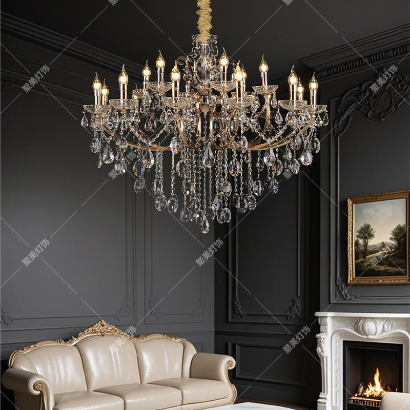 【聚美时尚】蜡烛灯 法式 水晶灯轻奢书房创意客厅吊灯 欧式 法式