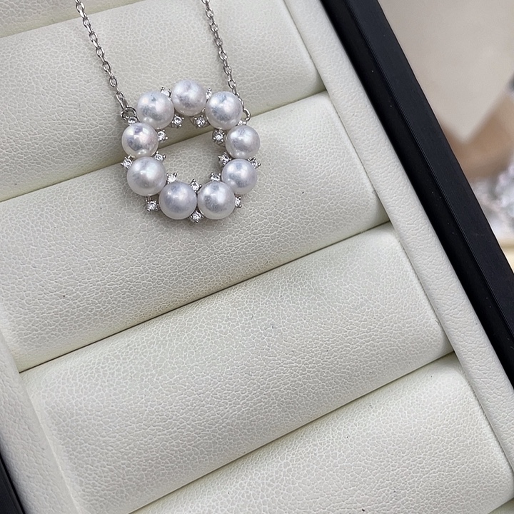 淡水珍珠银S925镶嵌吊坠(不含链)